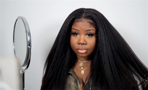 kinky straight human hair wig