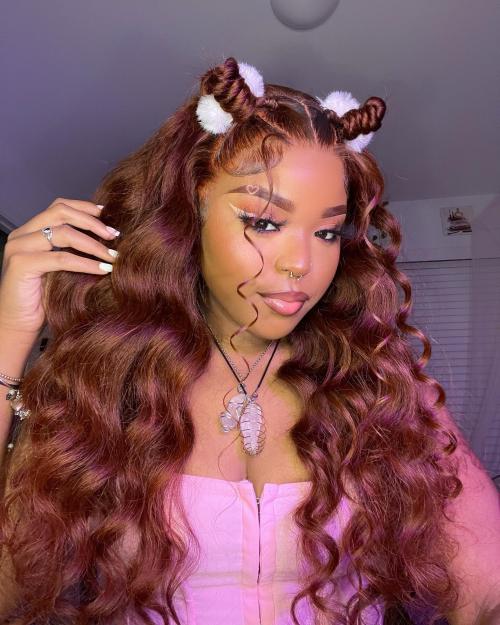 reddish brown body wave wig