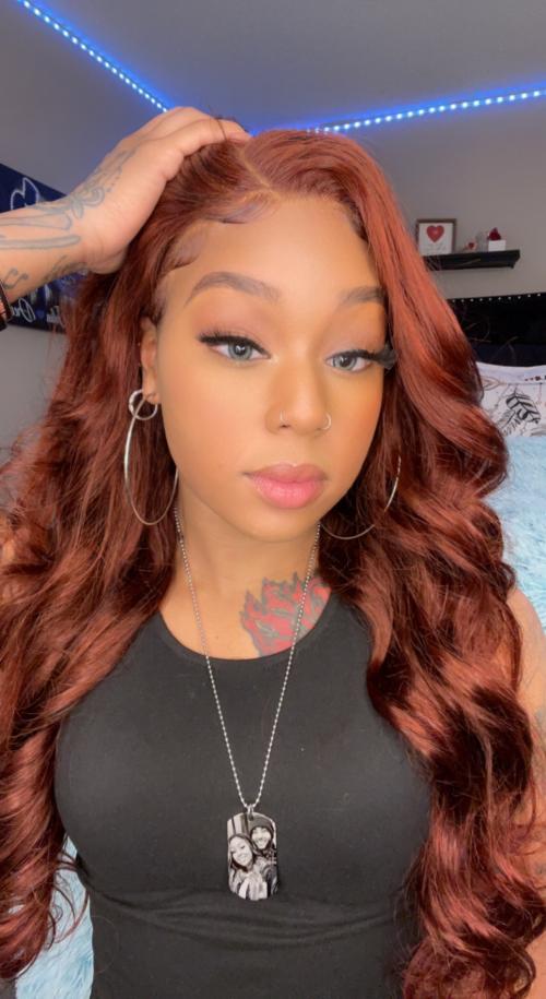 reddish brown body wave wig