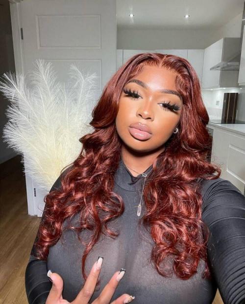 reddish brown body wave wig