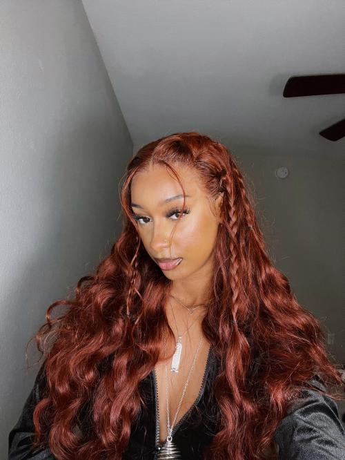 reddish brown body wave wig