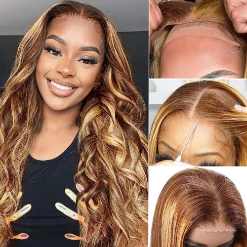 honey blonde body wave bleached knots wig