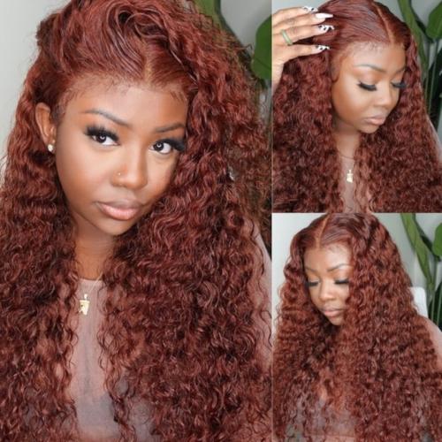 reddish brown water wave bleached knots wig