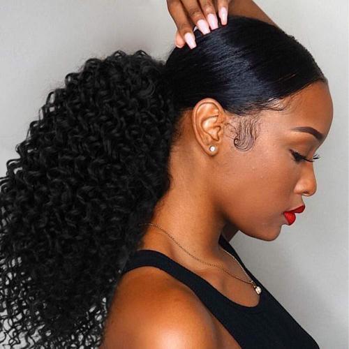 curly weave ponytail