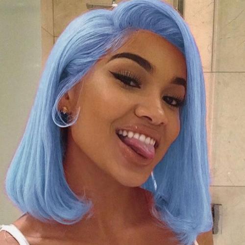 blue color bob wig