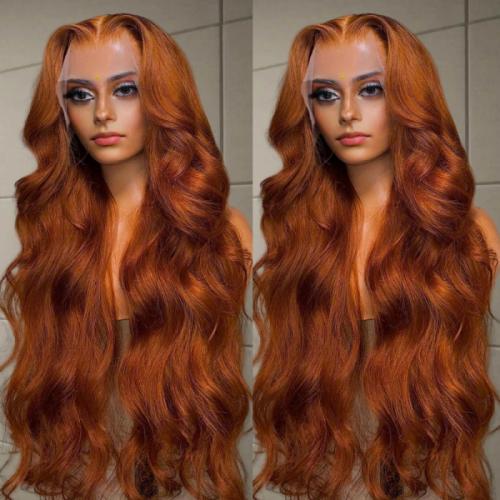 copper brown body wave wig