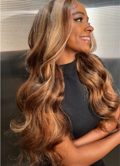 highlight brown body wave wig