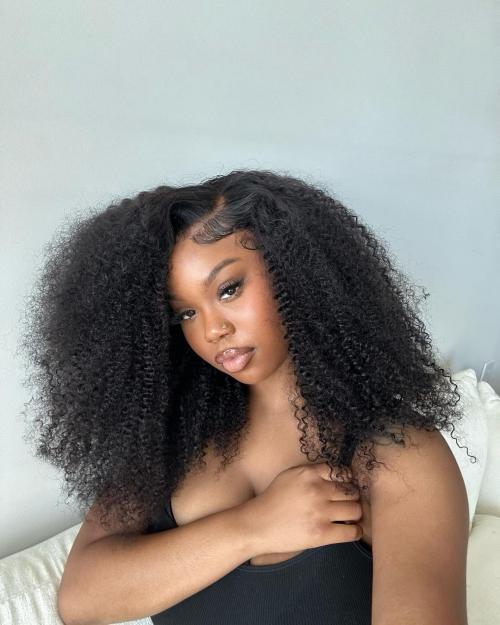 kinky curly pre-cut lace wig