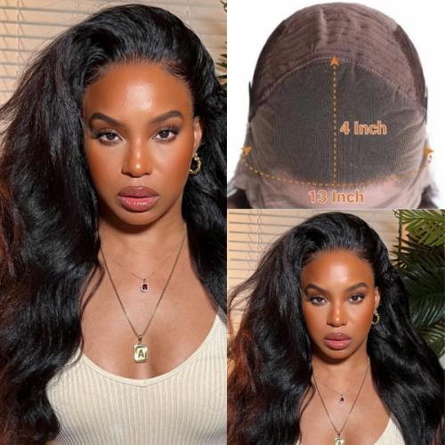 kinky straight lace front wig