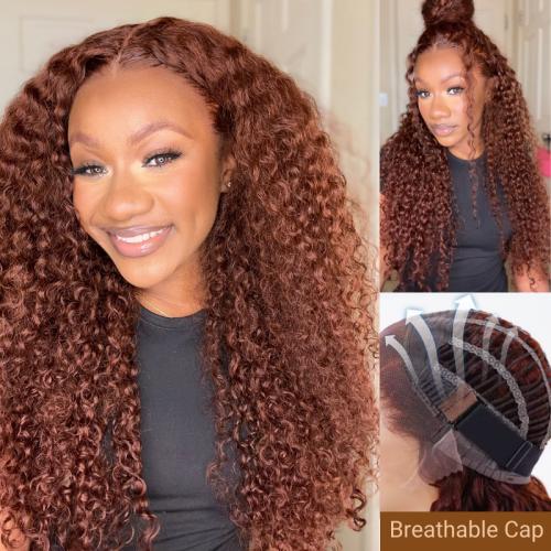 reddish brown body wave pre-cut lace wig