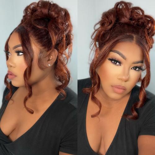 reddish brown kinky straight wig