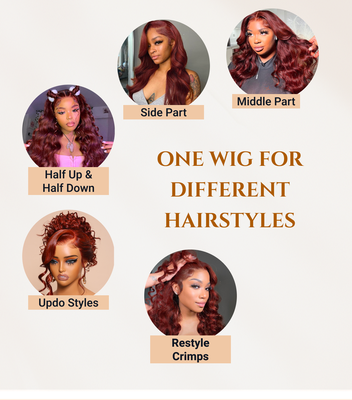 
    Nadula 13x4 Red-Brown Balayage Highlight Wig Long Wavy With Curtain Bangs Ear To Ear Lace Put on and Go Wig