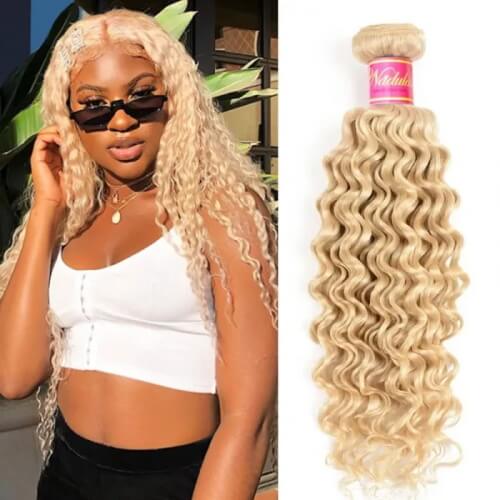 1 bundle blonde deep wave hair