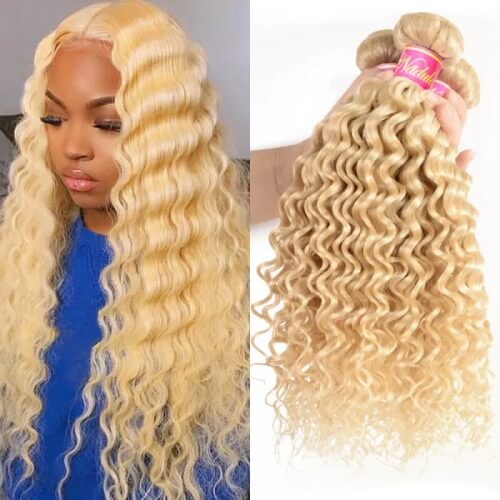 3 bundles blonde deep wave hair