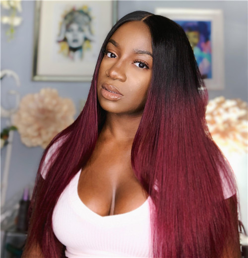 burgundy red wig