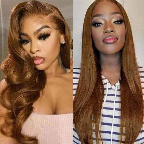  Brown Colored Straight Transparent Lace Front Wig
