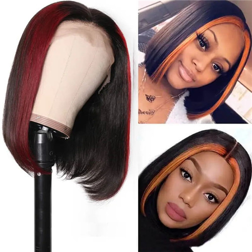 highlight burgundy bob wig