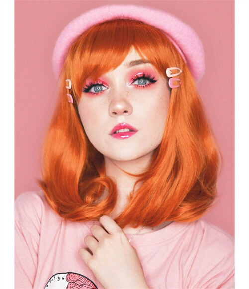 orange bob wig with bangs