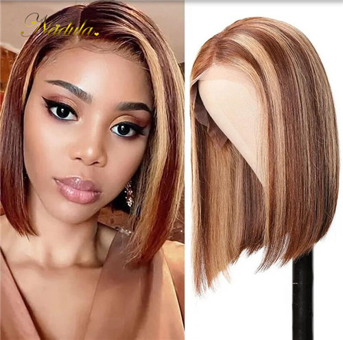 blonde highlight wig bob style