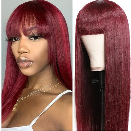 straight burgundy wig