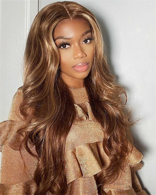 chocolate brown with Blonde Highlight