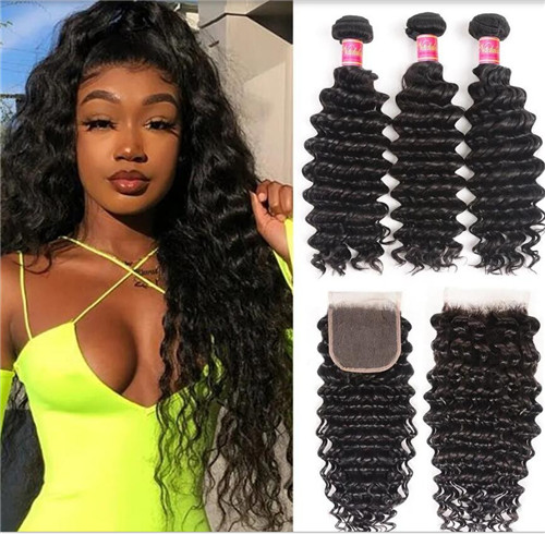 deep wave bundles with lace closure