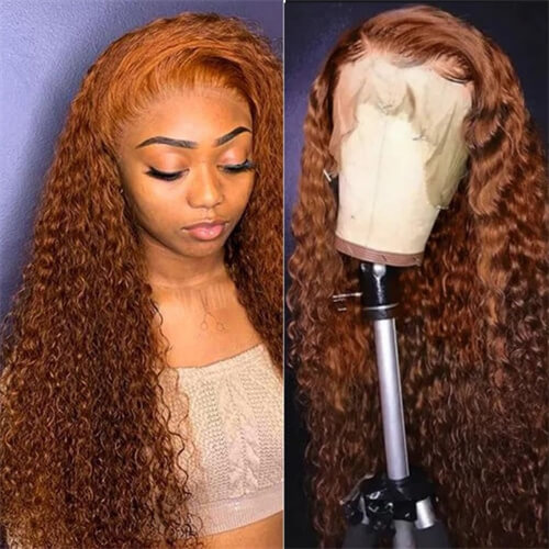 Jerry Curly Ginger Color Middle Part Wig