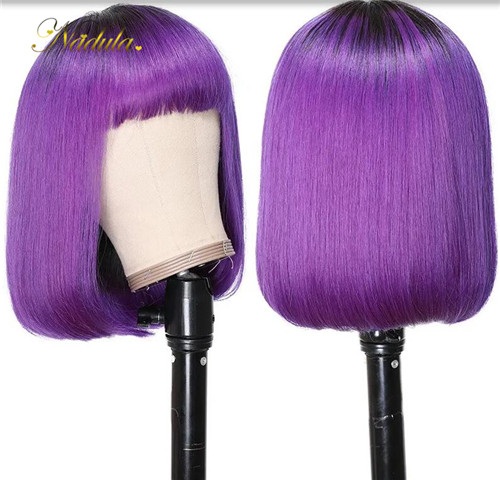 purple lace front BOB wig