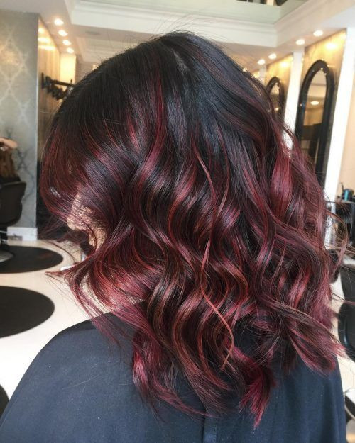 red balayage on brown hair