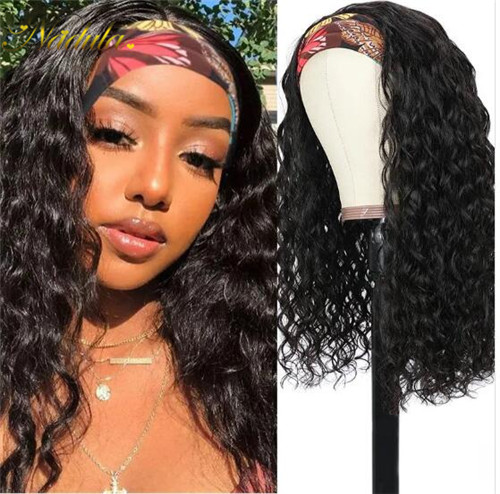 water wave half human hair wigs
