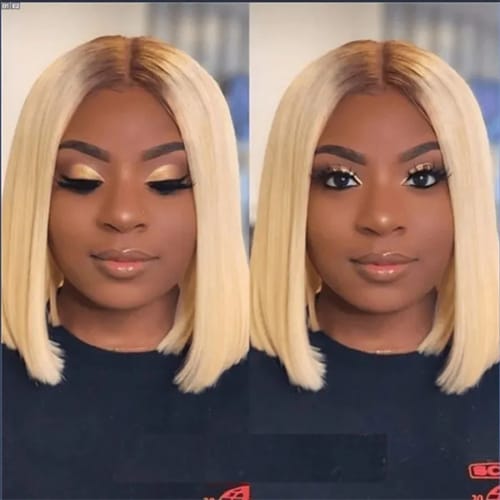 613 Blonde With Dark Roots Straight Bob Wig