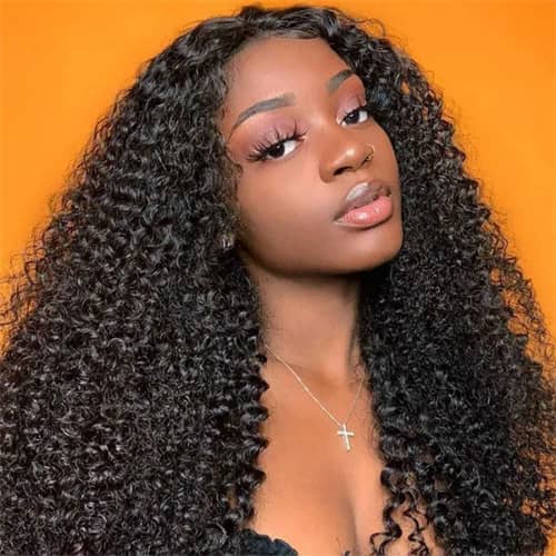 Afro Kinky Curly Transparent HD Lace Closure Wig Natural Glueless Wig