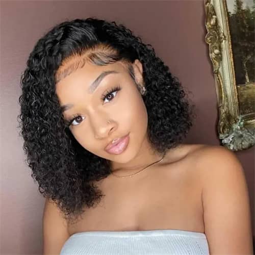 Human Short Curly Bob Wigs