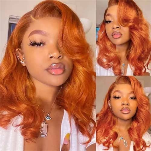 T Part Body Wave Orange Ginger Lace Part Wig