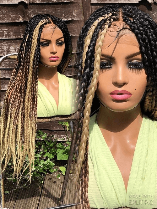 two-tone blonde box braid wig