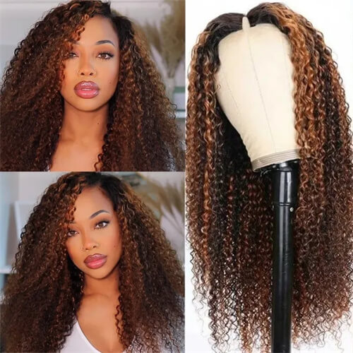 Glueless Jerry Curly V Part Wig