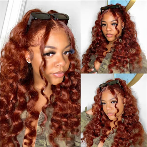 Water Wave Dark Auburn Color Wig