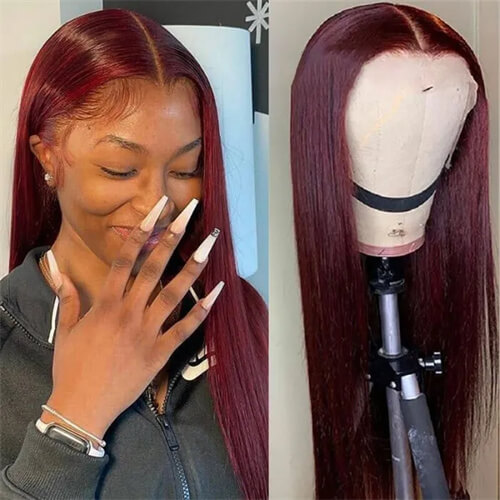  Burgundy Straight 13x4 Lace Front Wigs