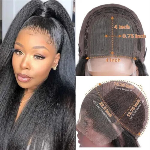 Black Kinky Straight Human Hair Wig