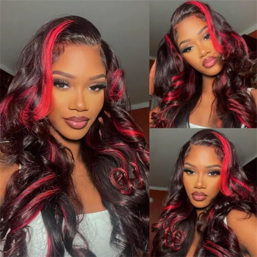 Body Wave Rose Red Highlight Wig
