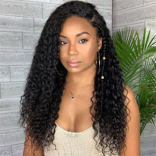 Deep Side Part deep wave with gold hair jewelry hairstyle