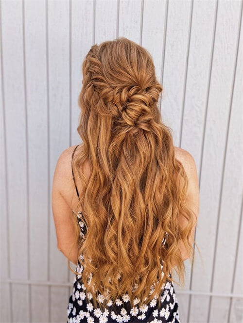 Half-Up Half-Down Boho Halo Braid