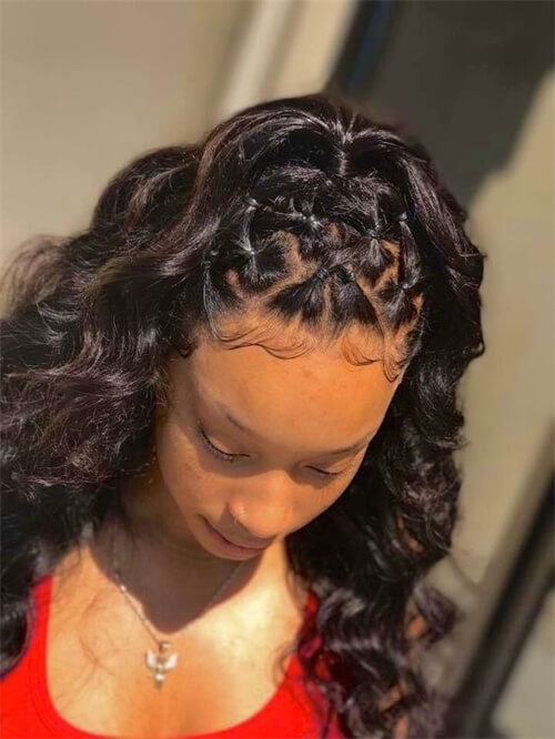 Half Up Half Down Hairstyle with Rubber Bands 