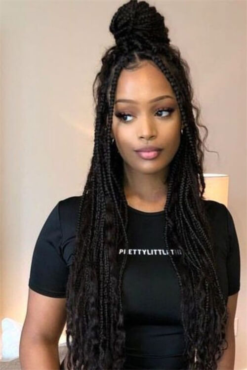 Half Updo with Box Braids