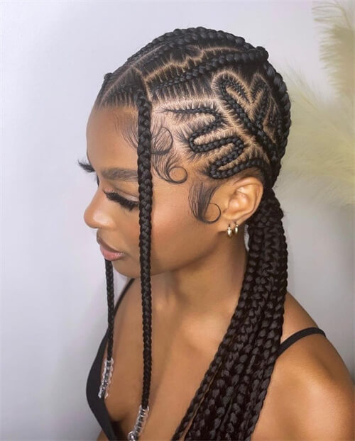 Heart-Shaped Cornrows Braids