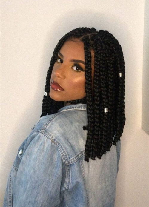 Medium Bob Braids with Side Cornrows