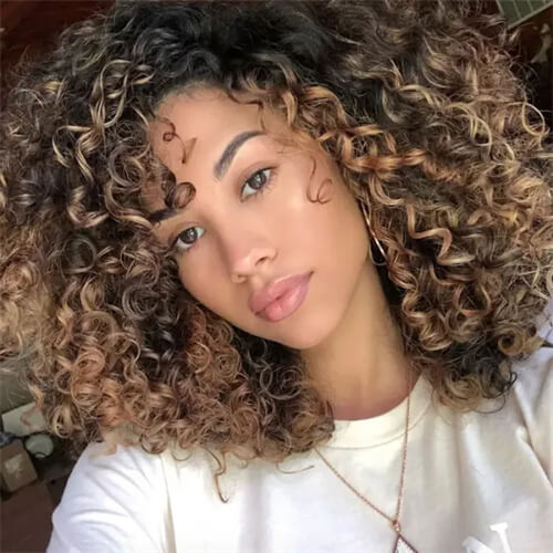 Curls Bob Wig Brown With Blonde Highlight