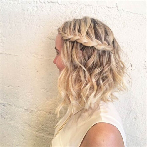 Messy Curly Bob with a Braid
