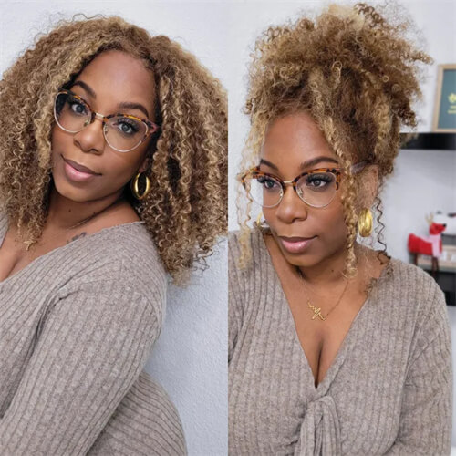 Nadula Kinky Curly Honey Highlight Wig
