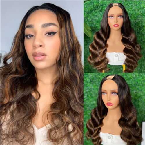 Ombre Brown Body Wave U Part Wig